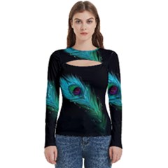 Shree Krishna, Feather, Lord, Rainbows Women s Cut Out Long Sleeve T