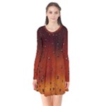 Water Drops, Lui, Amazing Long Sleeve V-neck Flare Dress