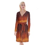 Water Drops, Lui, Amazing Long Sleeve Velvet Front Wrap Dress