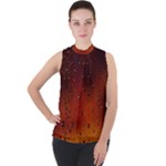 Water Drops, Lui, Amazing Mock Neck Chiffon Sleeveless Top