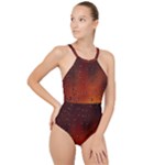 Water Drops, Lui, Amazing High Neck One Piece Swimsuit