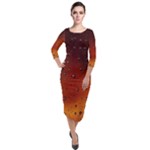 Water Drops, Lui, Amazing Quarter Sleeve Midi Velour Bodycon Dress