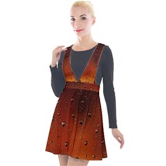 Plunge Pinafore Velour Dress 