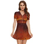 Water Drops, Lui, Amazing V-Neck High Waist Chiffon Mini Dress