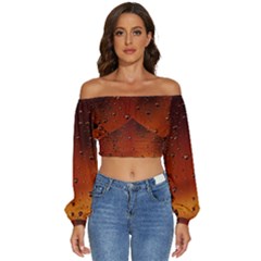 Long Sleeve Crinkled Weave Crop Top 