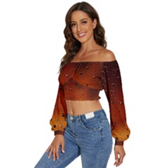 Long Sleeve Crinkled Weave Crop Top 