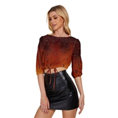 Mid Sleeve Drawstring Hem Top 