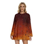 Water Drops, Lui, Amazing Round Neck Long Sleeve Bohemian Style Chiffon Mini Dress