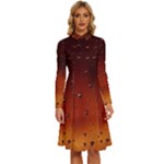 Water Drops, Lui, Amazing Long Sleeve Shirt Collar A-Line Dress