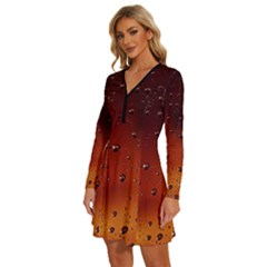 Long Sleeve Deep V Mini Dress  