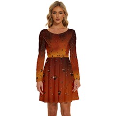 Long Sleeve Wide Neck Velvet Dress 