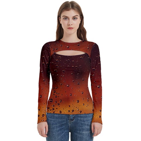 Water Drops, Lui, Amazing Women s Cut Out Long Sleeve T