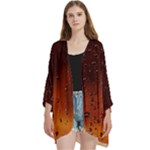 Water Drops, Lui, Amazing Open Front 3/4 Sleeve Batwing Chiffon Cardigan Kimono