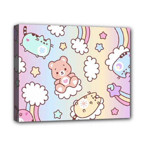 Usheen Carebears, Bears, Cat, Colorful, Cute, Pastel, Pattern Canvas 10  x 8  (Stretched) from ArtsNow.com