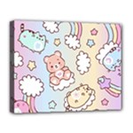 Usheen Carebears, Bears, Cat, Colorful, Cute, Pastel, Pattern Canvas 14  x 11  (Stretched)