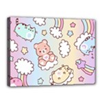 Usheen Carebears, Bears, Cat, Colorful, Cute, Pastel, Pattern Canvas 16  x 12  (Stretched)