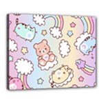 Usheen Carebears, Bears, Cat, Colorful, Cute, Pastel, Pattern Canvas 20  x 16  (Stretched)