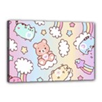 Usheen Carebears, Bears, Cat, Colorful, Cute, Pastel, Pattern Canvas 18  x 12  (Stretched)