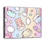 Usheen Carebears, Bears, Cat, Colorful, Cute, Pastel, Pattern Deluxe Canvas 20  x 16  (Stretched)