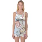 Usheen Carebears, Bears, Cat, Colorful, Cute, Pastel, Pattern One Piece Boyleg Swimsuit