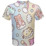 Usheen Carebears, Bears, Cat, Colorful, Cute, Pastel, Pattern Men s Cotton T-Shirt