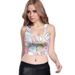 Usheen Carebears, Bears, Cat, Colorful, Cute, Pastel, Pattern Racer Back Crop Top