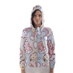 Usheen Carebears, Bears, Cat, Colorful, Cute, Pastel, Pattern Women s Hooded Windbreaker