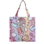 Usheen Carebears, Bears, Cat, Colorful, Cute, Pastel, Pattern Zipper Grocery Tote Bag