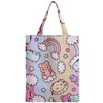 Usheen Carebears, Bears, Cat, Colorful, Cute, Pastel, Pattern Zipper Classic Tote Bag