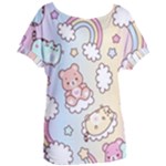 Usheen Carebears, Bears, Cat, Colorful, Cute, Pastel, Pattern Women s Oversized T-Shirt