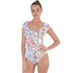 Usheen Carebears, Bears, Cat, Colorful, Cute, Pastel, Pattern Short Sleeve Leotard 