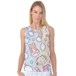 Usheen Carebears, Bears, Cat, Colorful, Cute, Pastel, Pattern Women s Basketball Tank Top