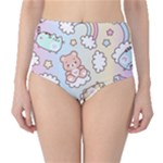 Usheen Carebears, Bears, Cat, Colorful, Cute, Pastel, Pattern Classic High-Waist Bikini Bottoms