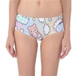 Usheen Carebears, Bears, Cat, Colorful, Cute, Pastel, Pattern Mid-Waist Bikini Bottoms