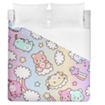 Usheen Carebears, Bears, Cat, Colorful, Cute, Pastel, Pattern Duvet Cover (Queen Size)