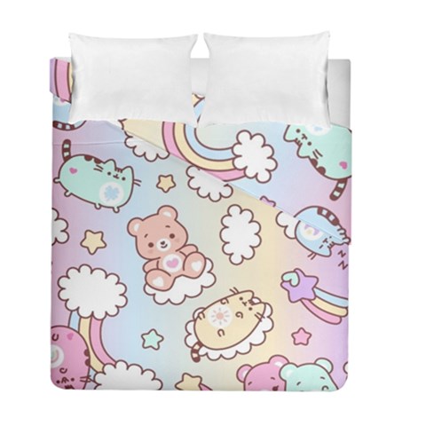 Usheen Carebears, Bears, Cat, Colorful, Cute, Pastel, Pattern Duvet Cover Double Side (Full/ Double Size) from ArtsNow.com