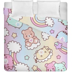 Usheen Carebears, Bears, Cat, Colorful, Cute, Pastel, Pattern Duvet Cover Double Side (King Size) from ArtsNow.com