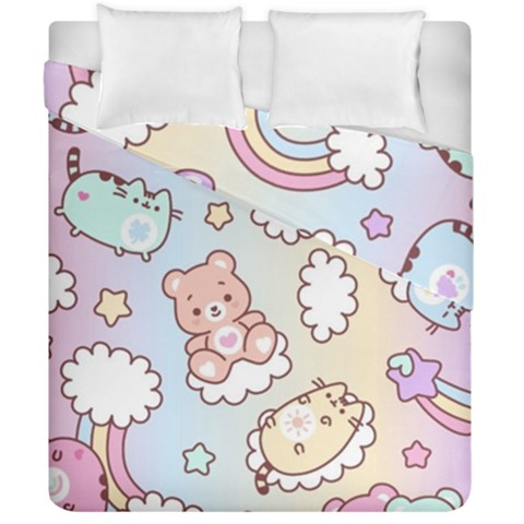 Usheen Carebears, Bears, Cat, Colorful, Cute, Pastel, Pattern Duvet Cover Double Side (California King Size) from ArtsNow.com