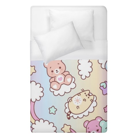 Usheen Carebears, Bears, Cat, Colorful, Cute, Pastel, Pattern Duvet Cover (Single Size) from ArtsNow.com