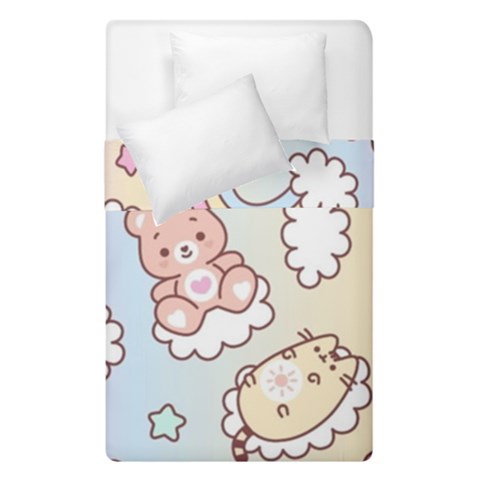 Usheen Carebears, Bears, Cat, Colorful, Cute, Pastel, Pattern Duvet Cover Double Side (Single Size) from ArtsNow.com