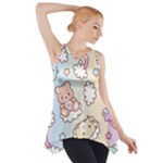 Usheen Carebears, Bears, Cat, Colorful, Cute, Pastel, Pattern Side Drop Tank Tunic