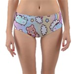 Usheen Carebears, Bears, Cat, Colorful, Cute, Pastel, Pattern Reversible Mid-Waist Bikini Bottoms