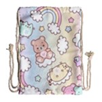 Usheen Carebears, Bears, Cat, Colorful, Cute, Pastel, Pattern Drawstring Bag (Large)