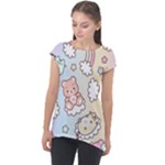 Usheen Carebears, Bears, Cat, Colorful, Cute, Pastel, Pattern Cap Sleeve High Low Top