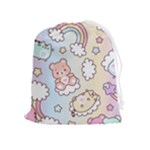 Usheen Carebears, Bears, Cat, Colorful, Cute, Pastel, Pattern Drawstring Pouch (XL)