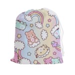 Usheen Carebears, Bears, Cat, Colorful, Cute, Pastel, Pattern Drawstring Pouch (2XL)