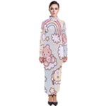 Usheen Carebears, Bears, Cat, Colorful, Cute, Pastel, Pattern Turtleneck Maxi Dress