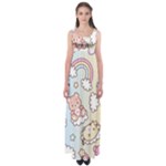 Usheen Carebears, Bears, Cat, Colorful, Cute, Pastel, Pattern Empire Waist Maxi Dress