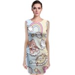 Usheen Carebears, Bears, Cat, Colorful, Cute, Pastel, Pattern Classic Sleeveless Midi Dress