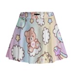 Usheen Carebears, Bears, Cat, Colorful, Cute, Pastel, Pattern Mini Flare Skirt